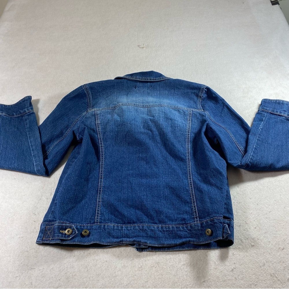 BANDOLINOBLU Jean Denim Jacket Button Down Pockets Adjustable Waist Med. Jacket - Picture 8 of 13